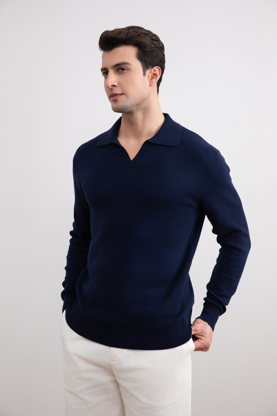 Alban | Open Collar Polo Sweater