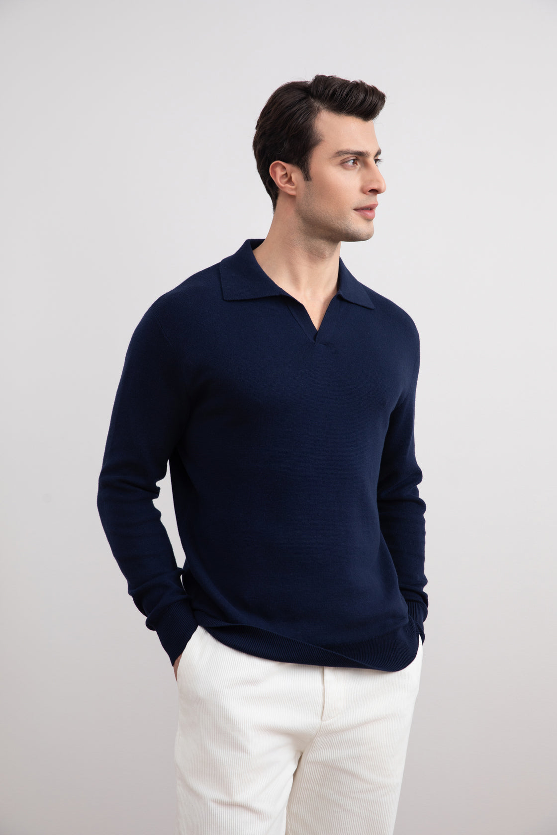 Alban | Open Collar Polo Sweater