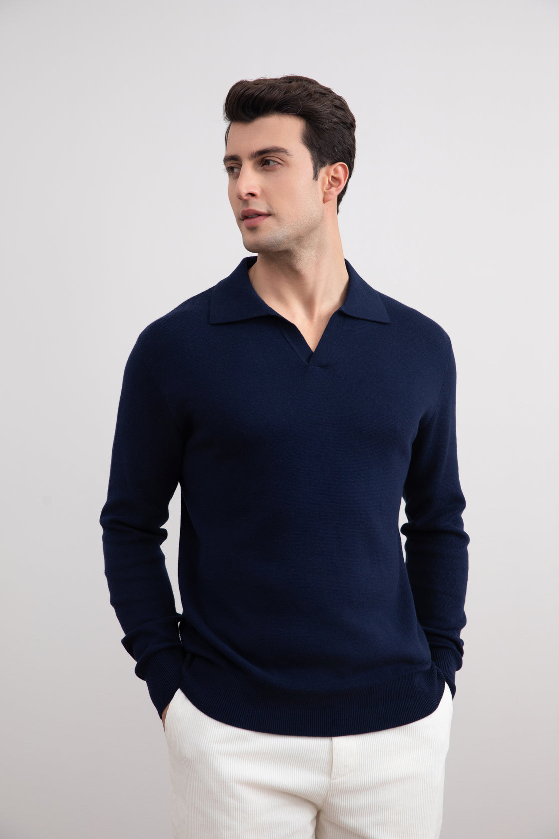 Alban | Open Collar Polo Sweater