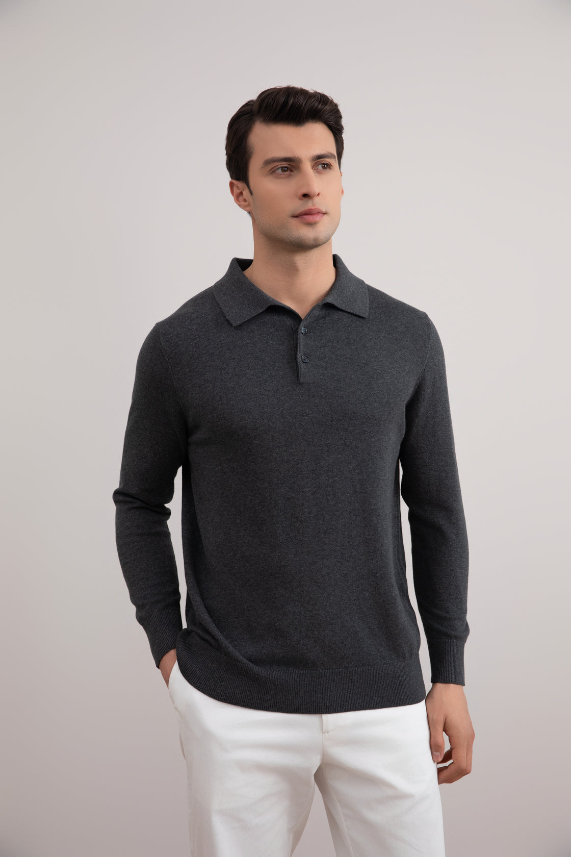 Julien | Classic Charcoal Polo Sweater