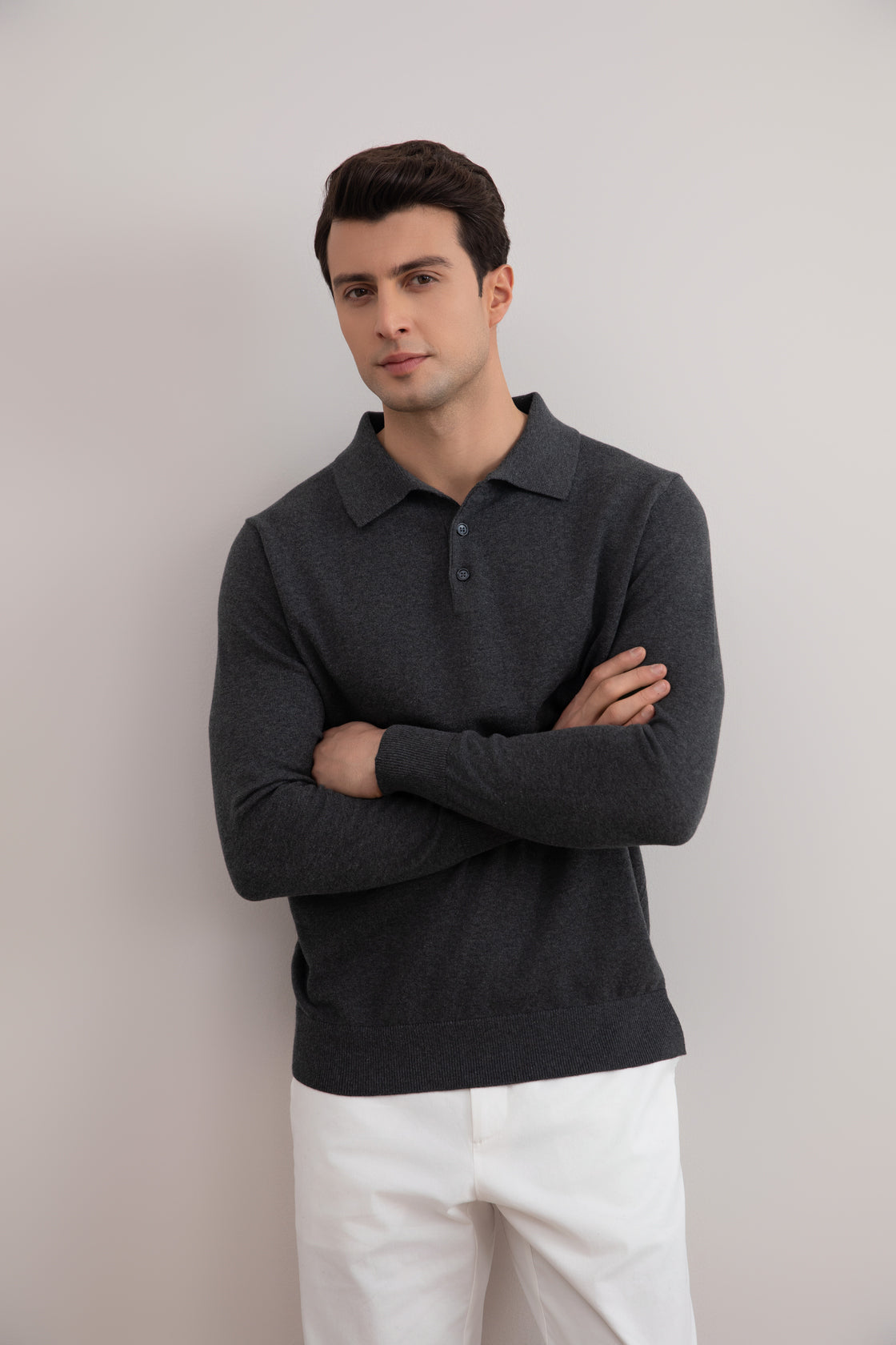 Julien | Classic Charcoal Polo Sweater