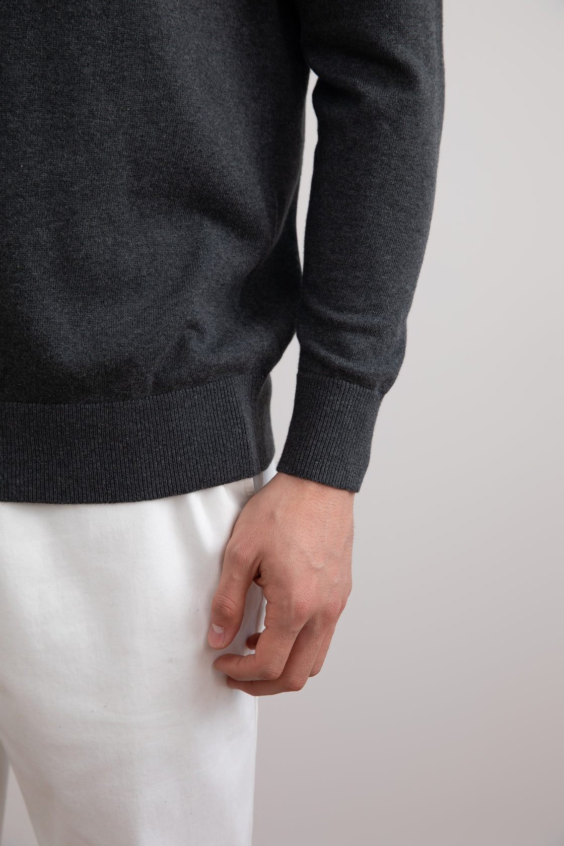 Julien | Classic Charcoal Polo Sweater