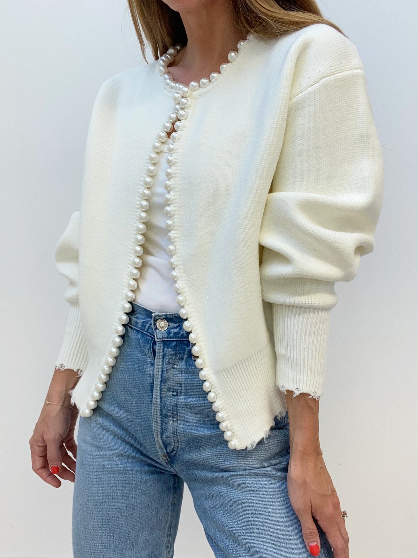 Elowen | Pearl-Trim Knit Cardigan