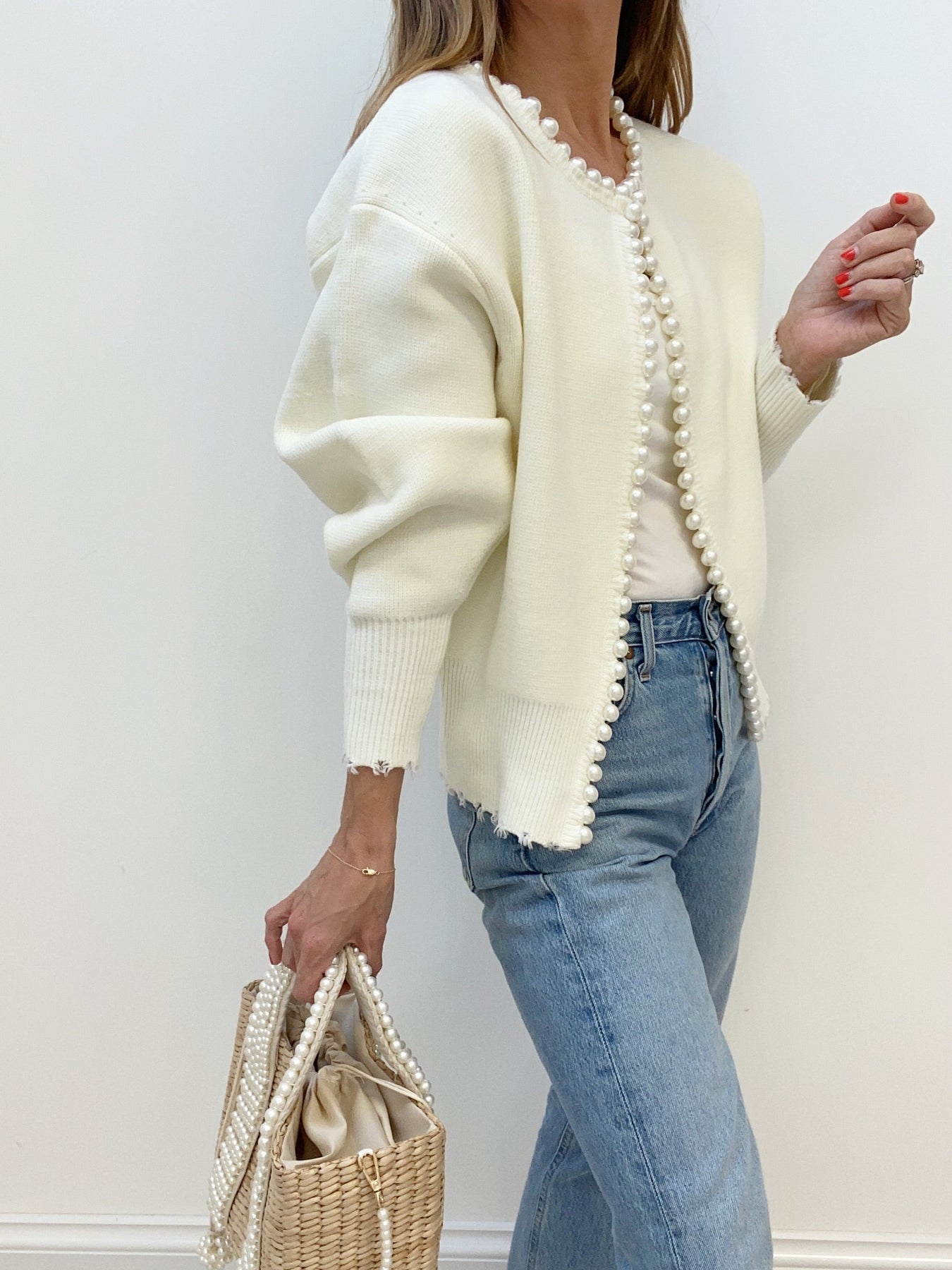 Elowen | Pearl-Trim Knit Cardigan