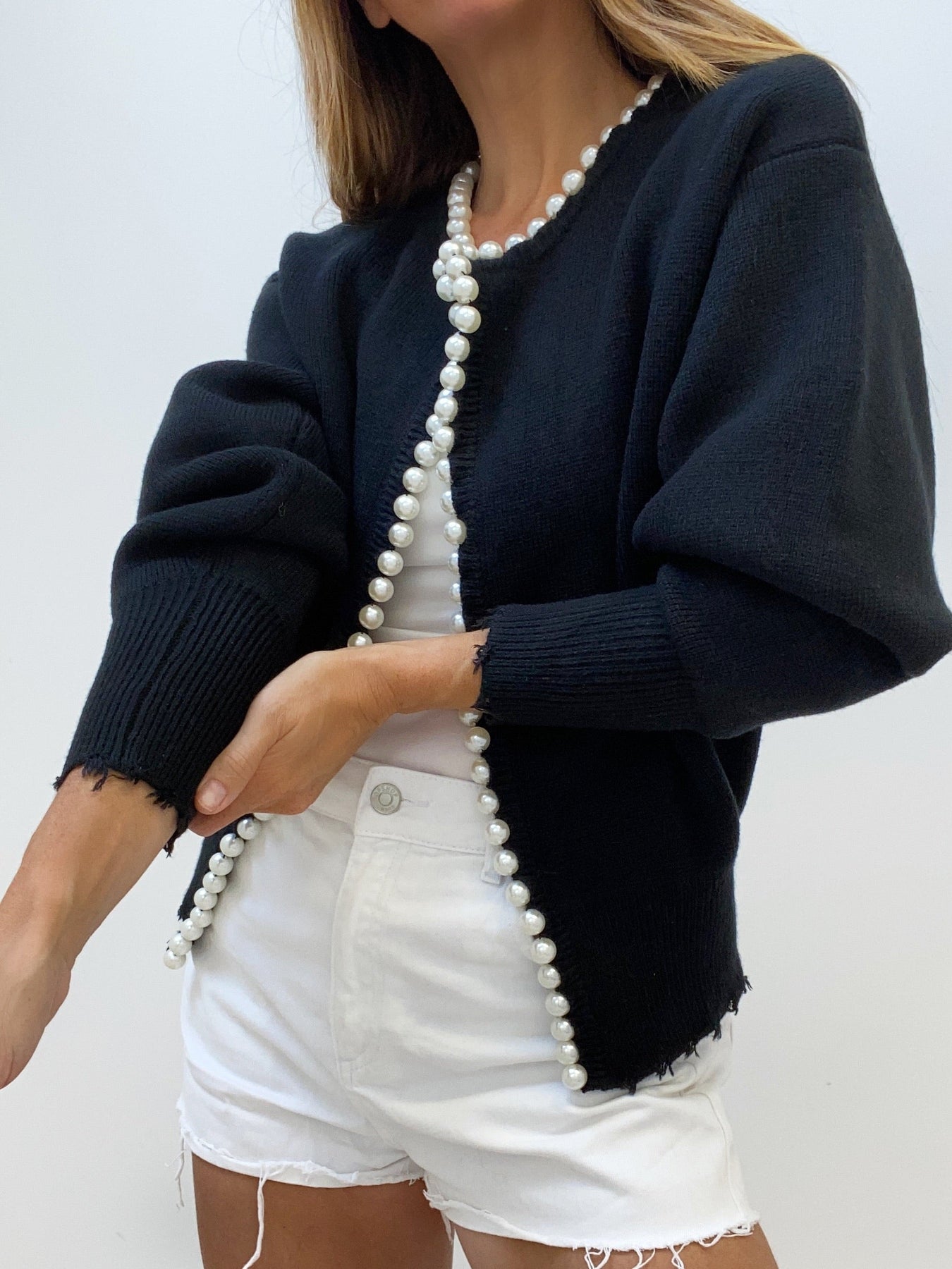 Elowen | Pearl-Trim Knit Cardigan