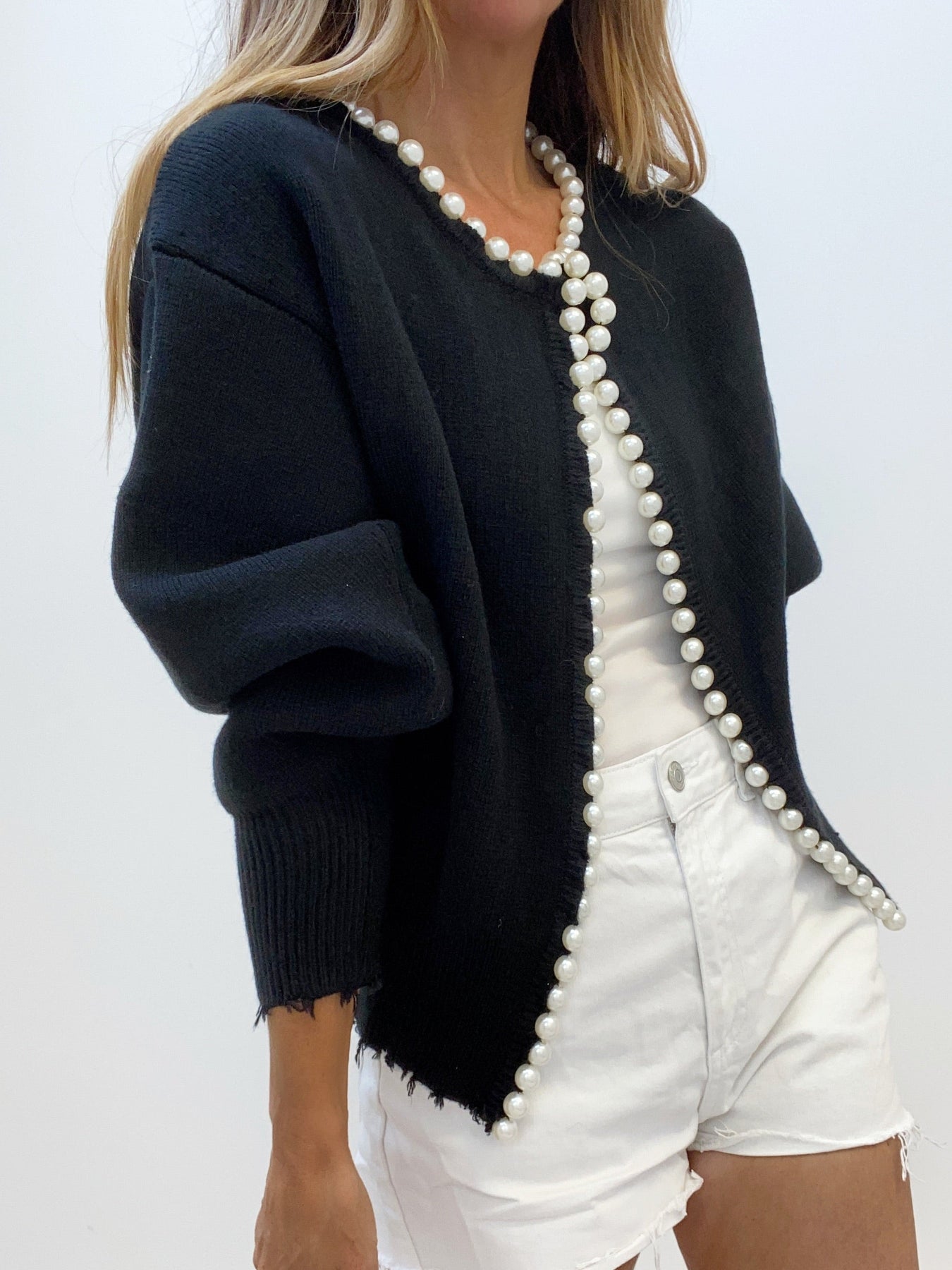 Elowen | Pearl-Trim Knit Cardigan