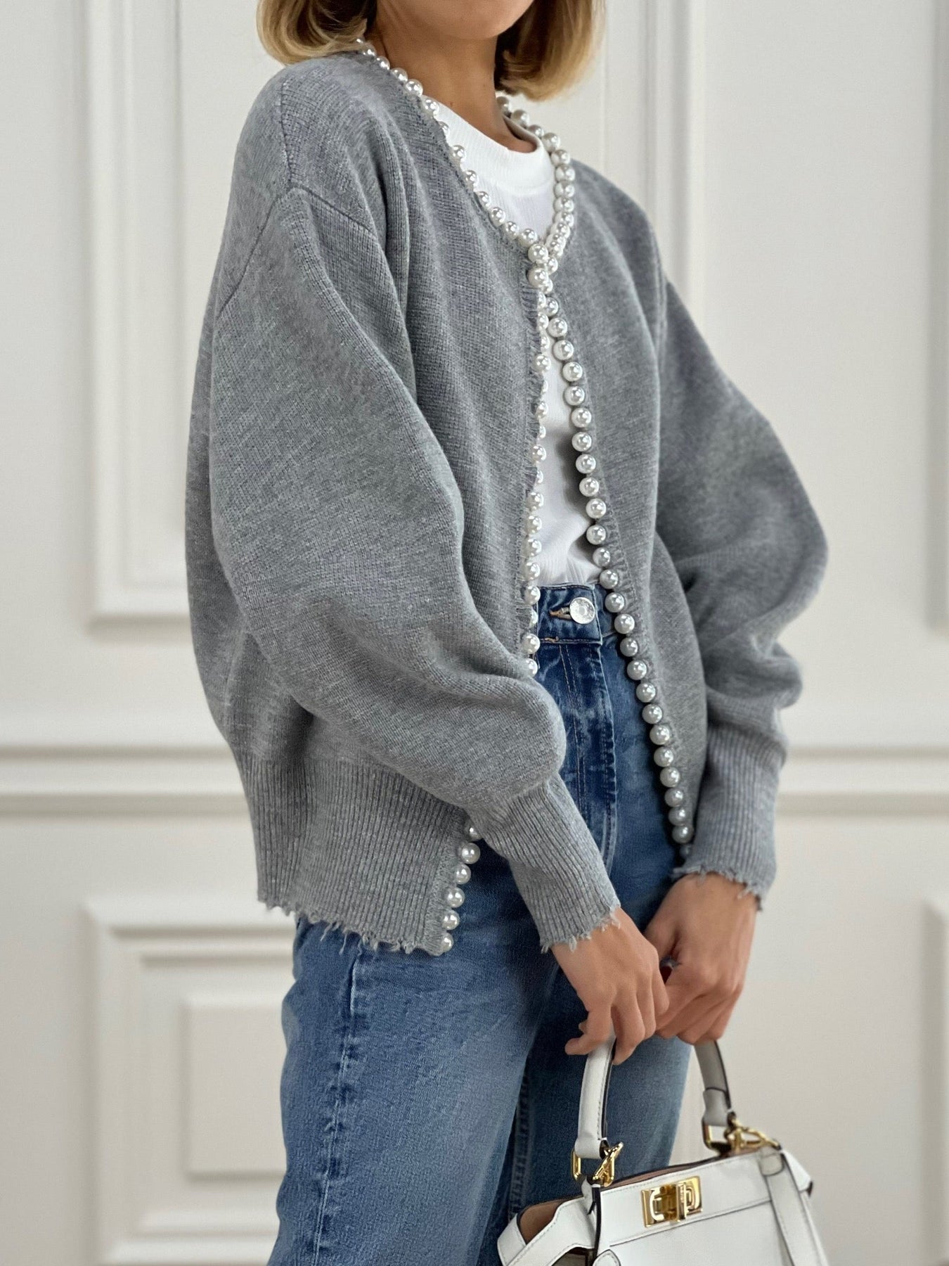 Elowen | Pearl-Trim Knit Cardigan