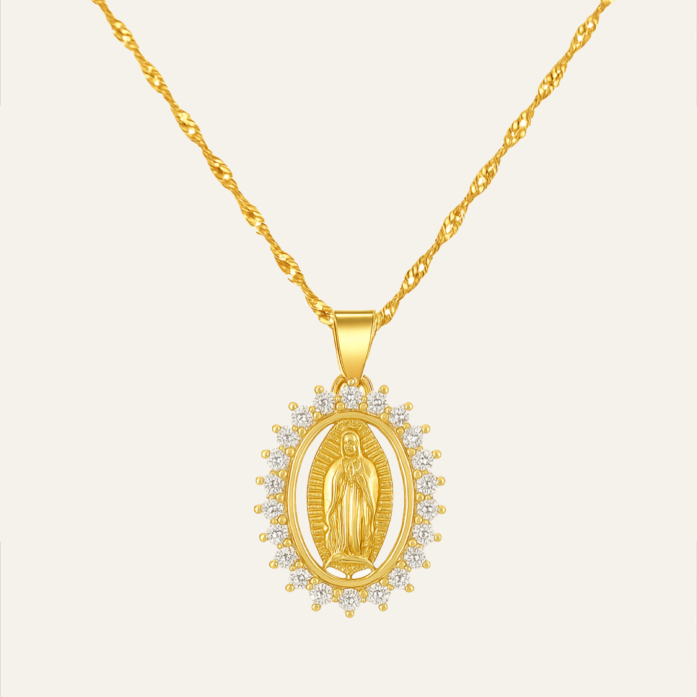 Amara | Gold Oval Pendant Necklace