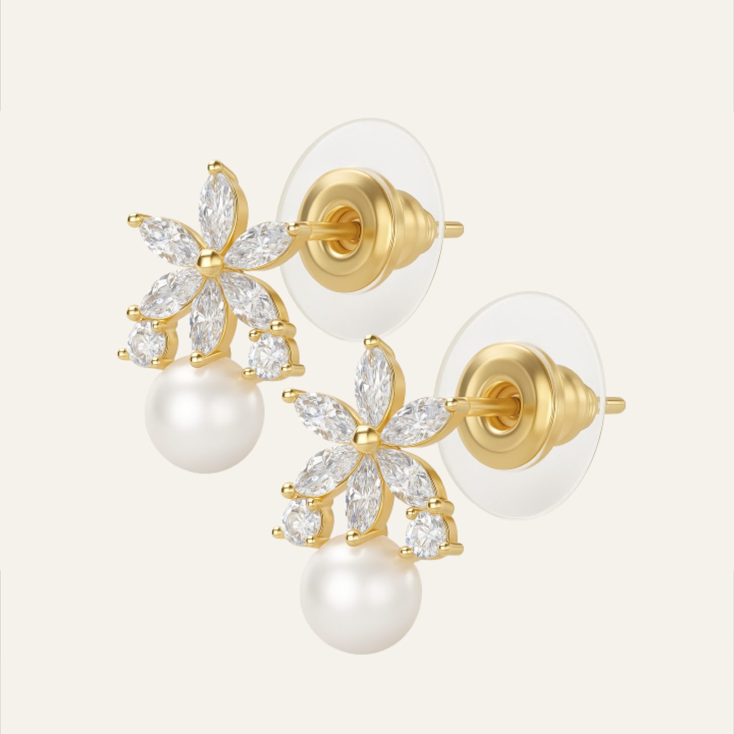 Colette | Pearl & Crystal Flower Earrings