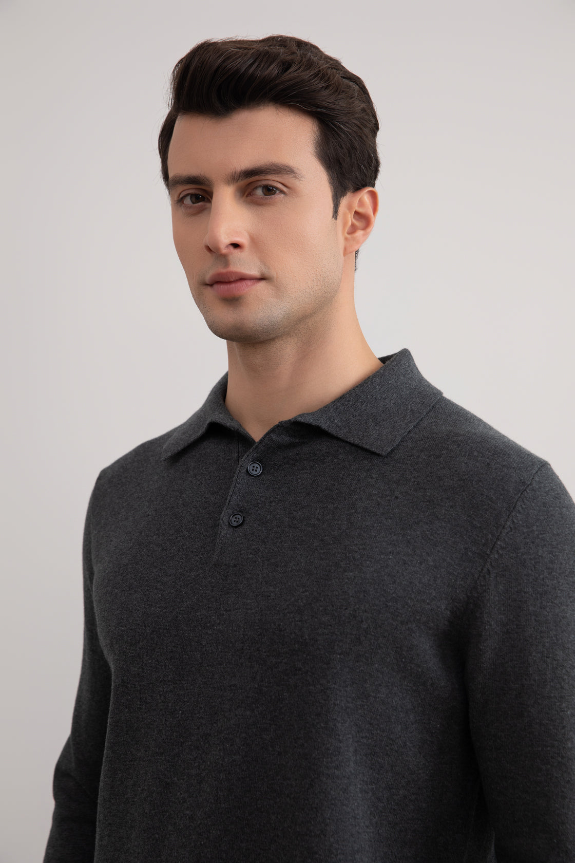 Julien | Classic Charcoal Polo Sweater