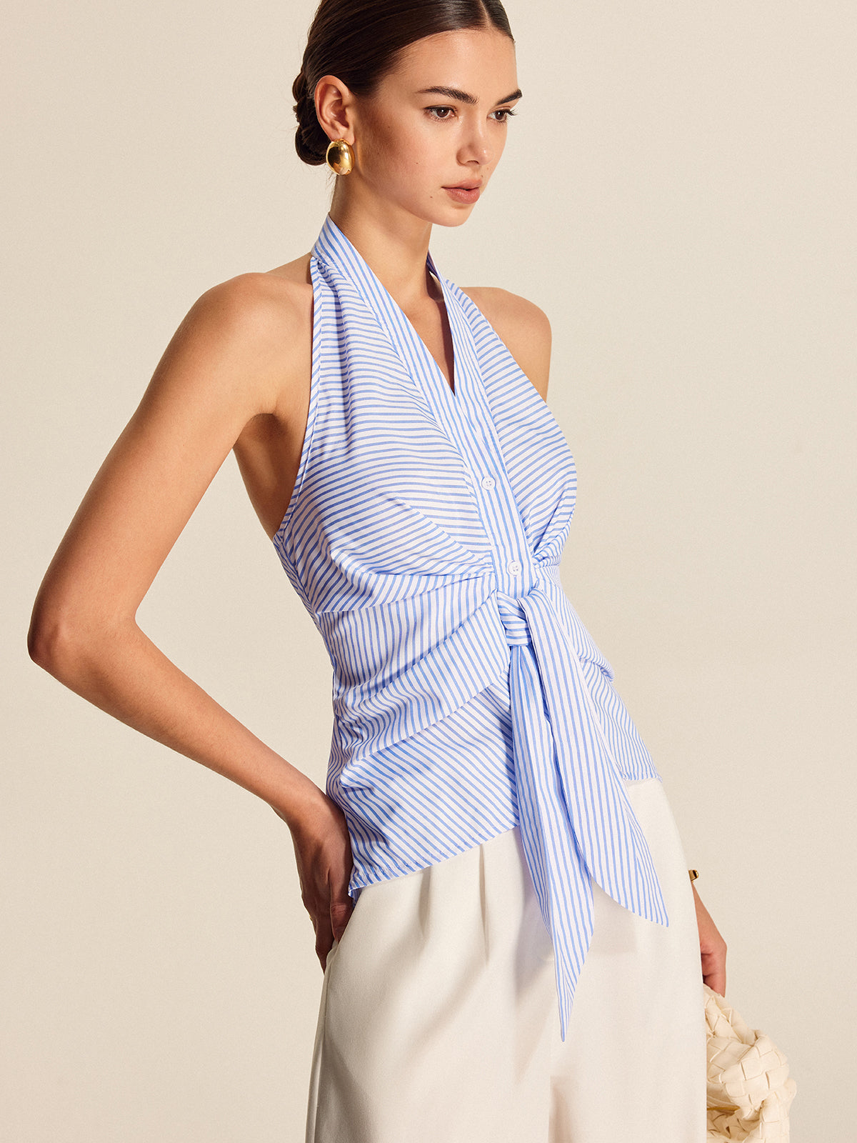 Noelle | Striped Halter Top