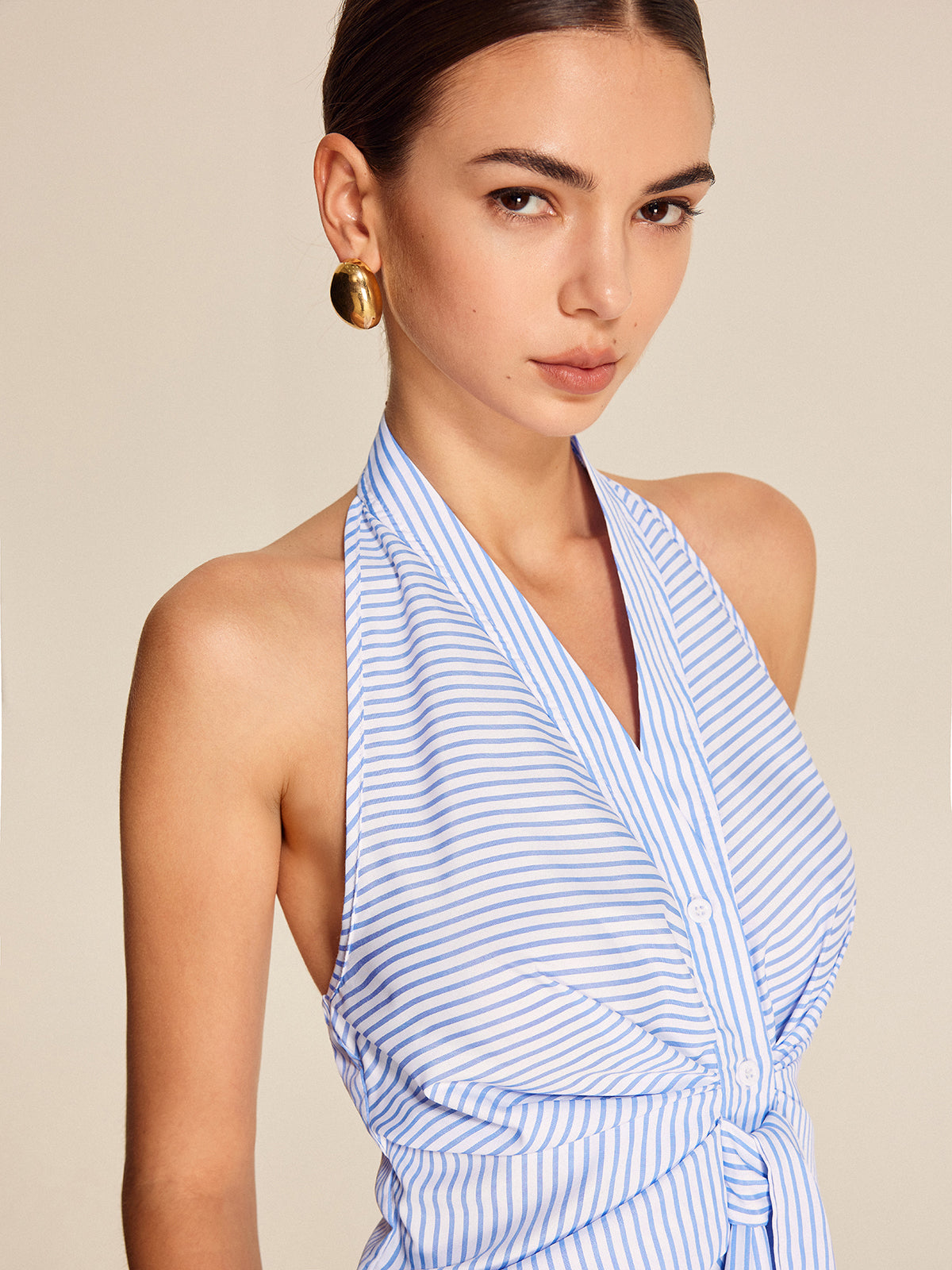 Noelle | Striped Halter Top