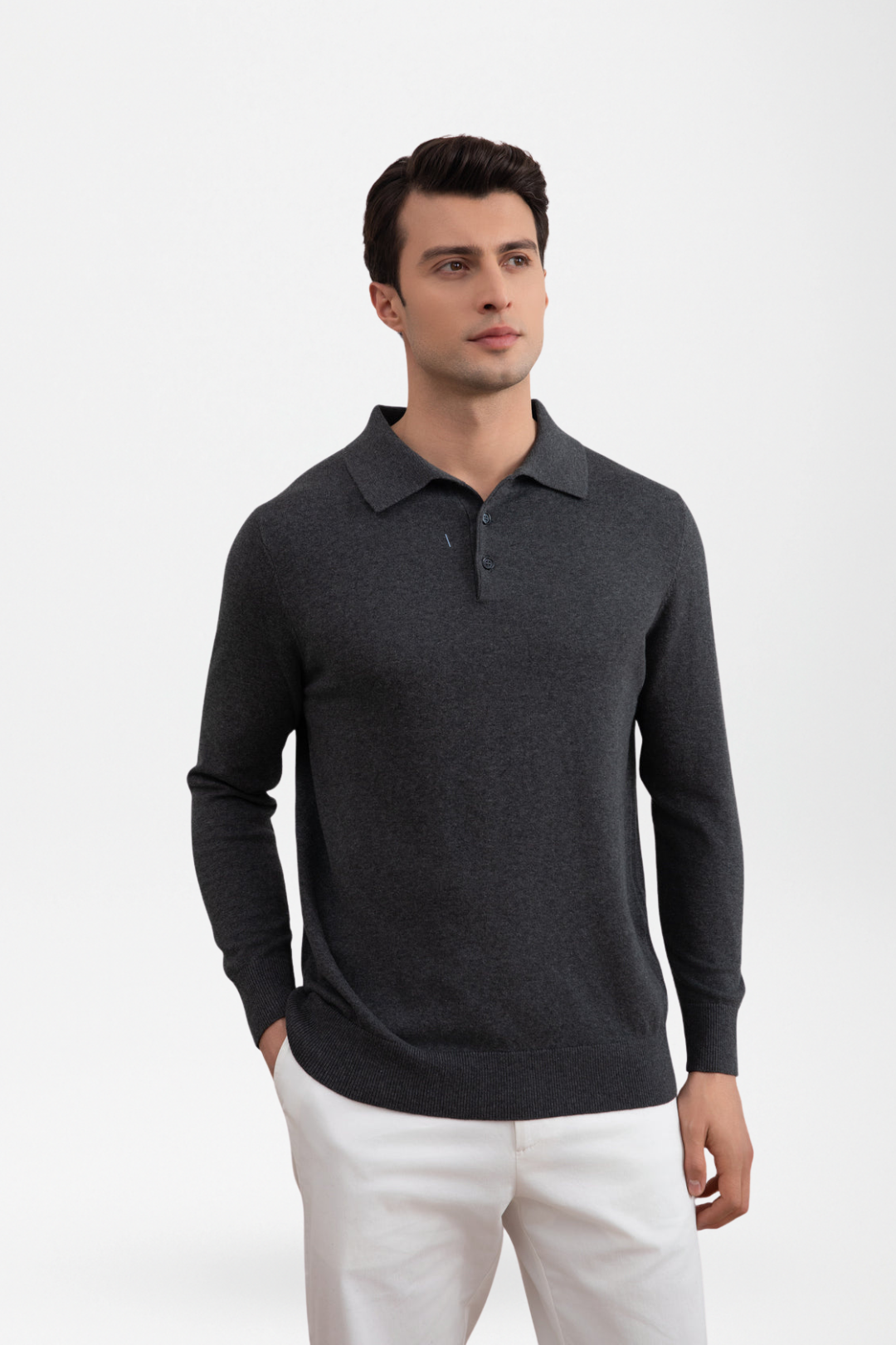 Julien | Classic Charcoal Polo Sweater