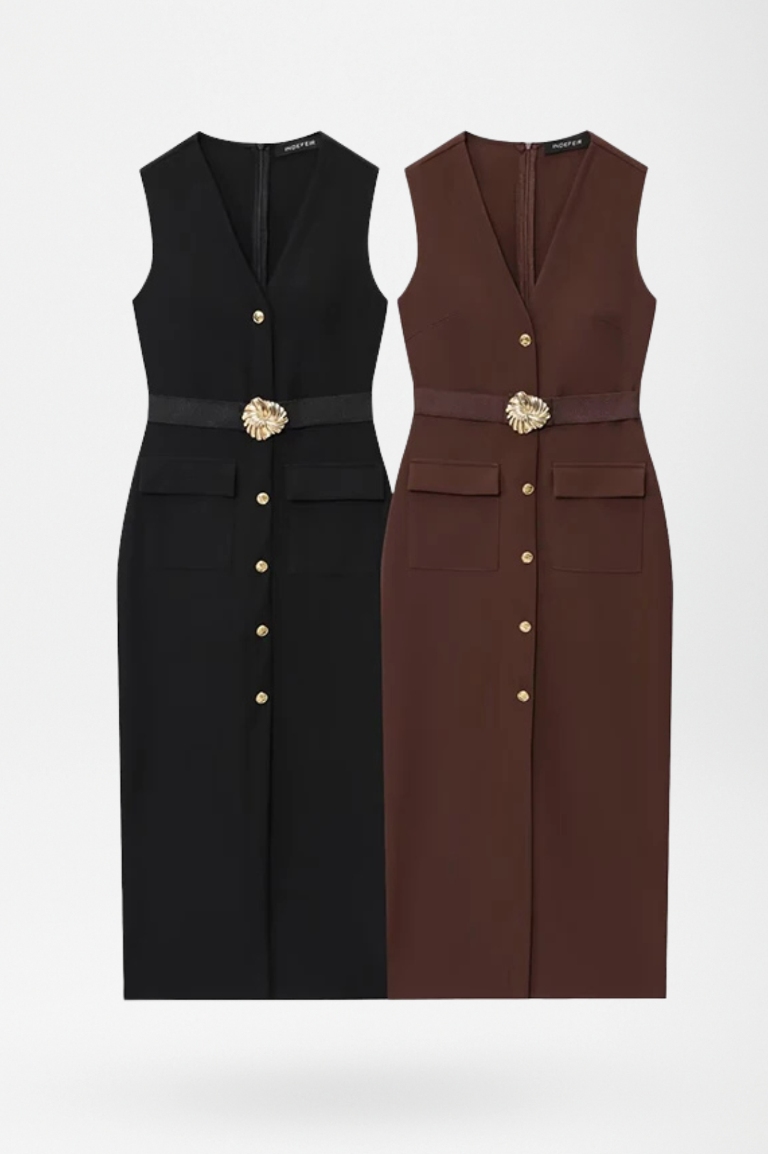 Anaïs | Sculpted Button Midi Dress