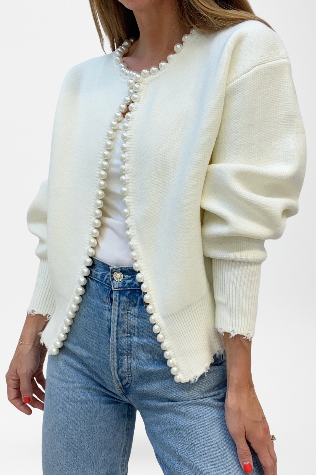 Elowen | Pearl-Trim Knit Cardigan