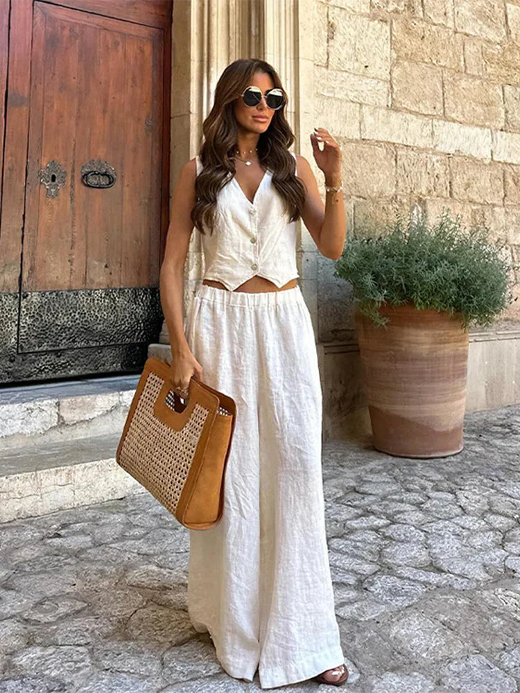 Lina | V-Neck Two-Piece Summer Set