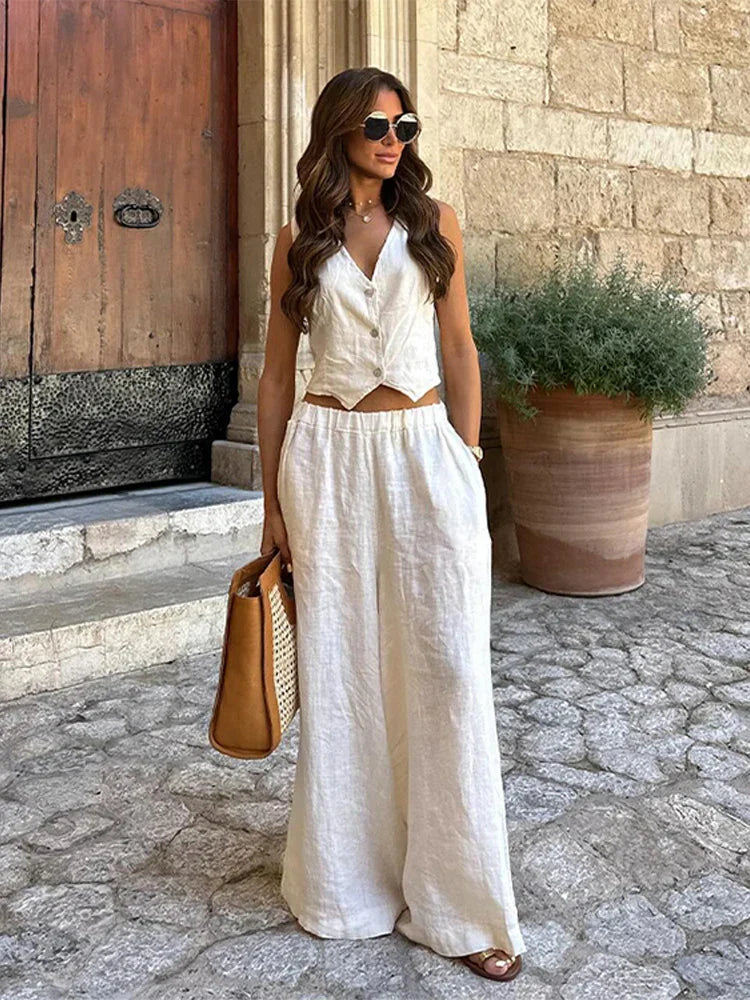 Lina | V-Neck Two-Piece Summer Set